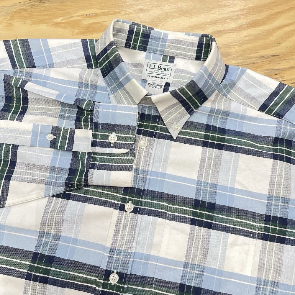 LL Bean Traditional Fit Shirt Men’s 16 1/2 33 Button Down Cotton Plaid